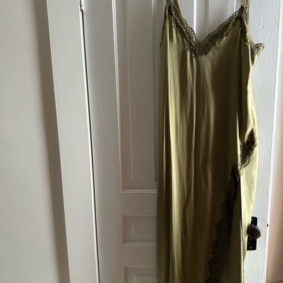 Reformation Olive Green Karissa Maxi Silk Dress - Picture 4 of 5